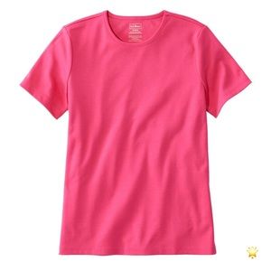 SIZE LARGE L.L.BEAN PIMA COTTON CREWNECK TEE AZALEA PINK SHORT SLEEVE